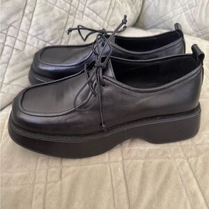 Men's Black Leather Platform Derby Shoes